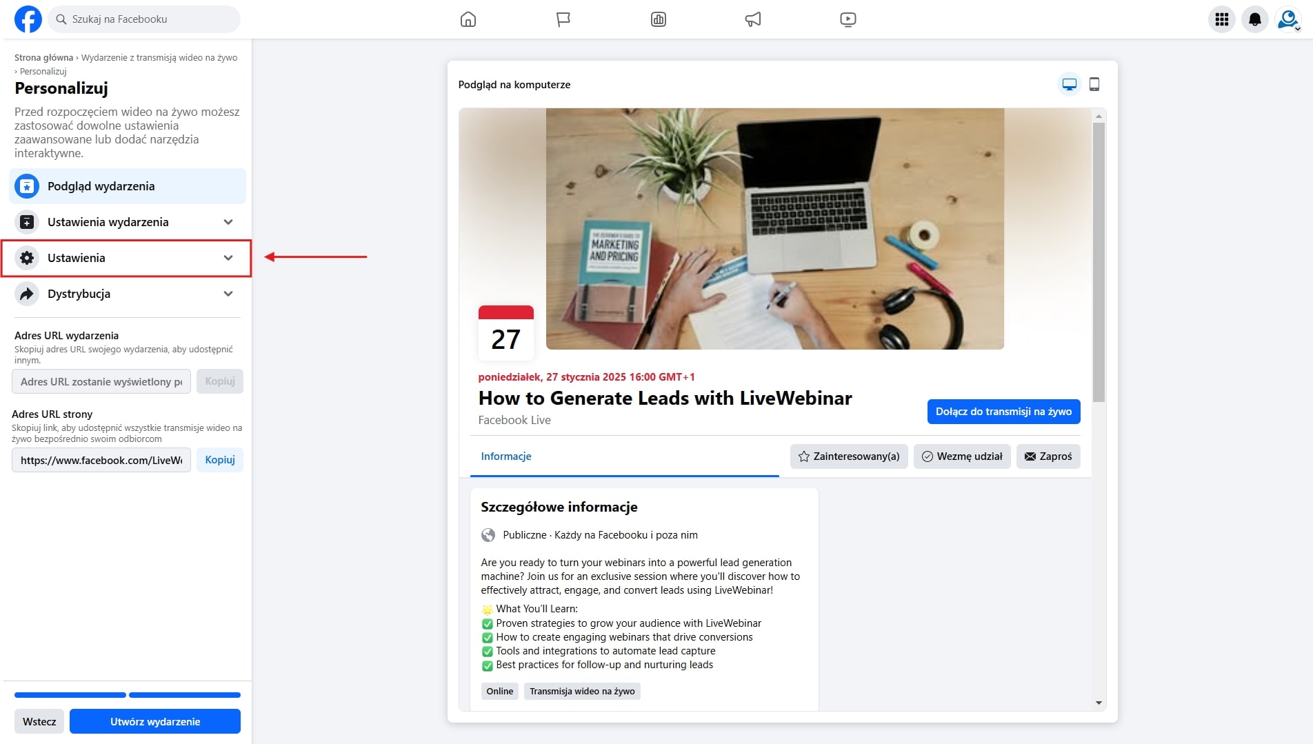 livewebinar streaming do facebooka