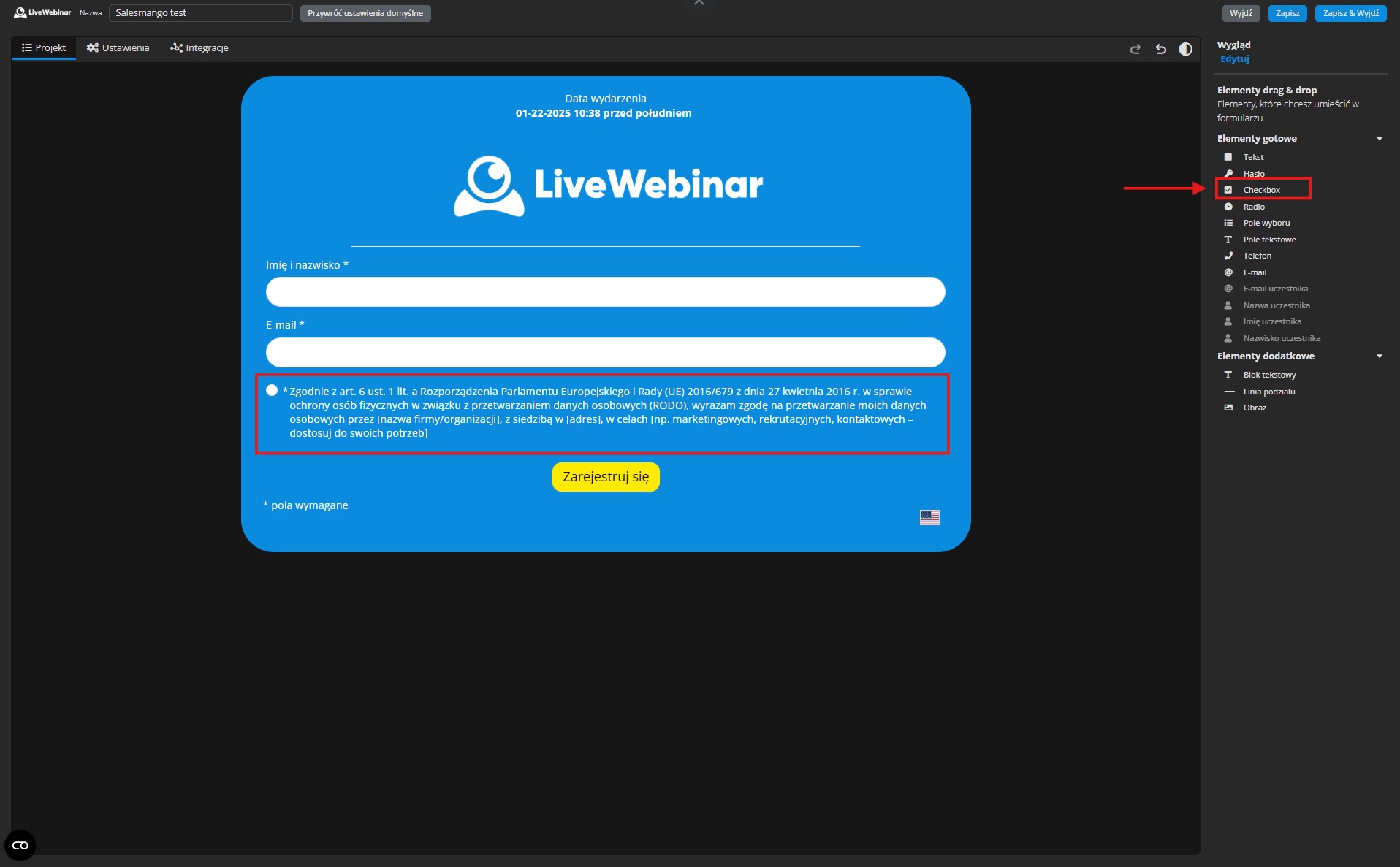 livewebinar salesmanago integracja