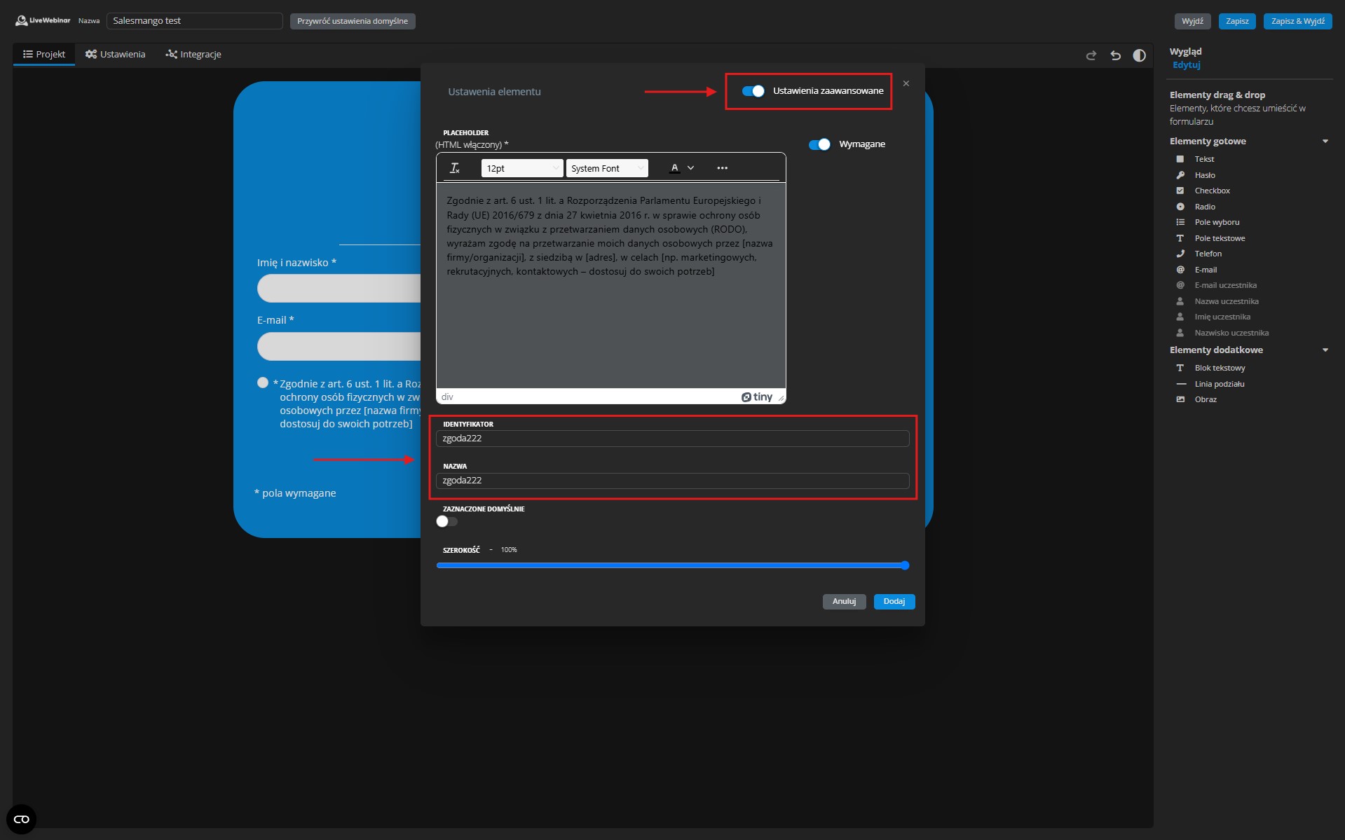 livewebinar salesmanago integracja
