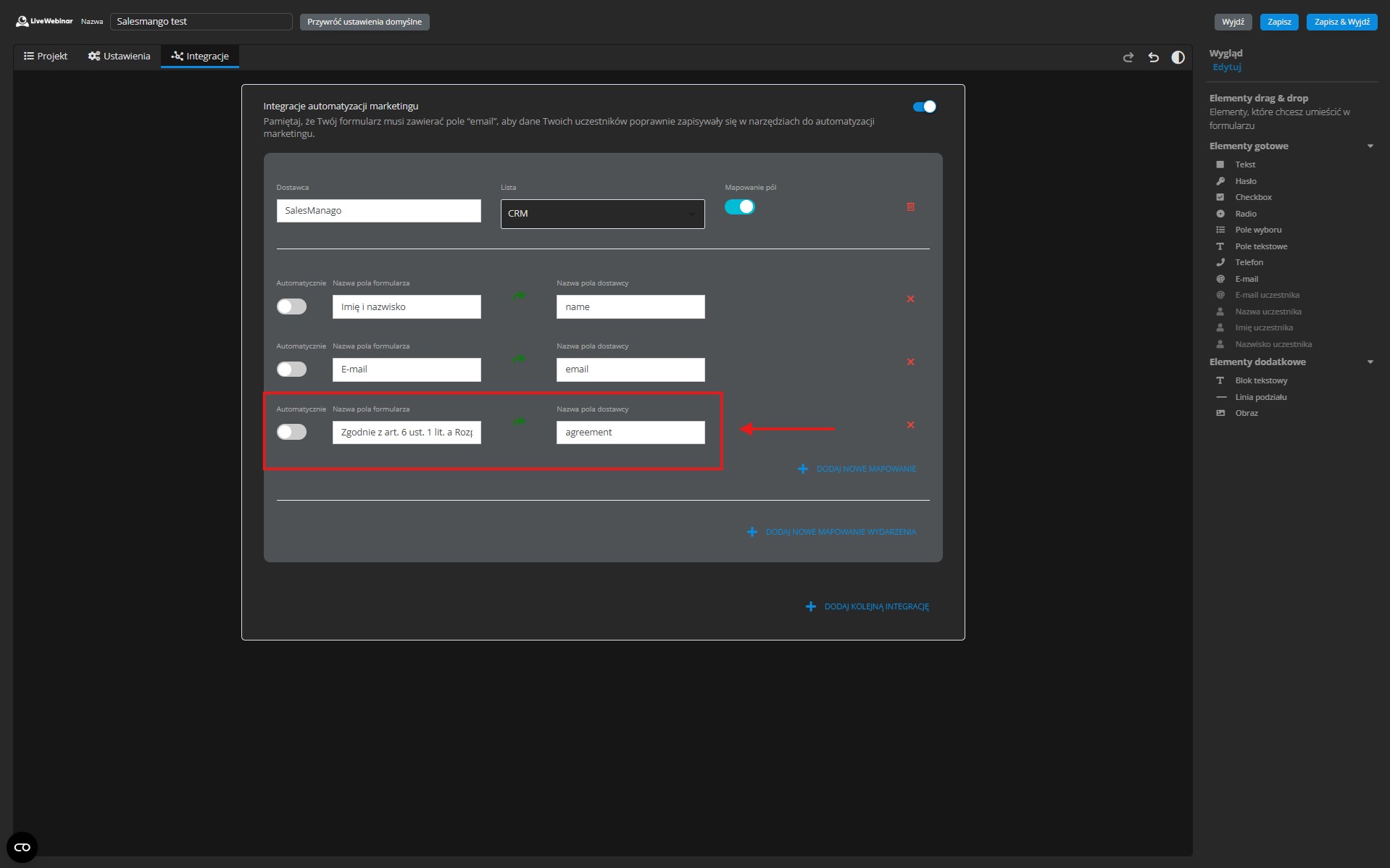 livewebinar salesmanago integracja