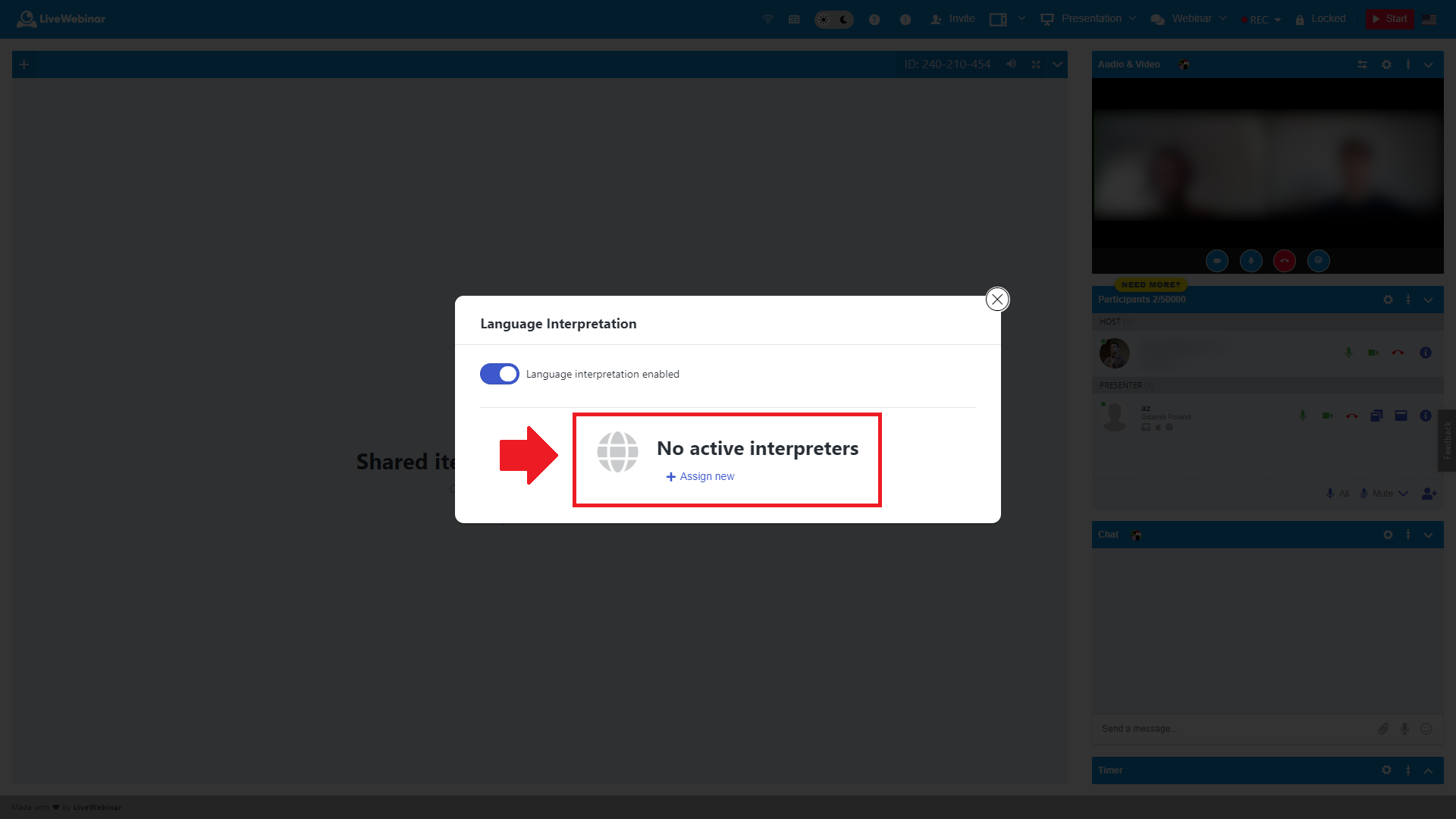 How to Add an Interpreter in LiveWebinar