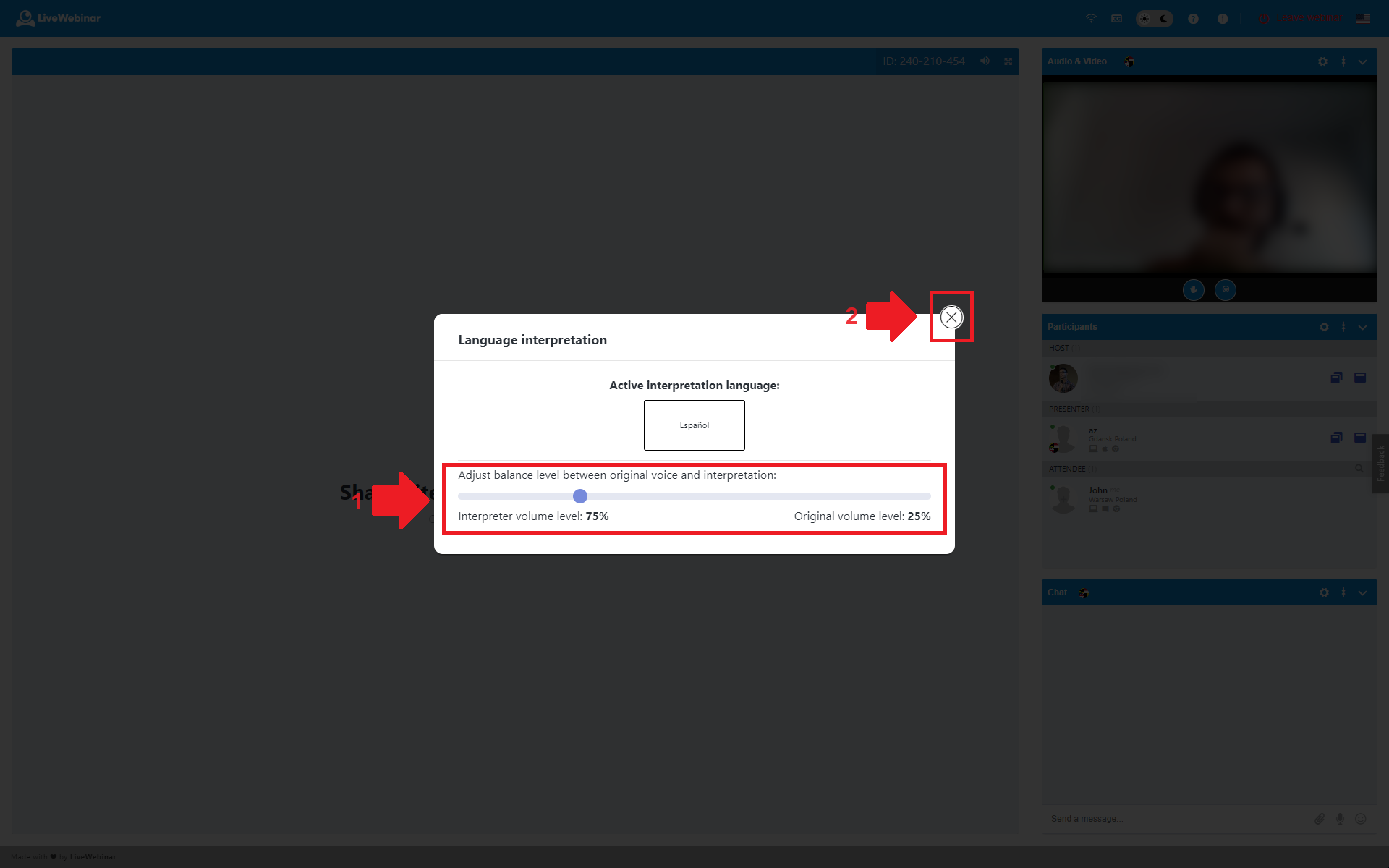 How to Use Language Interpretation as an Attendee in LiveWebinar