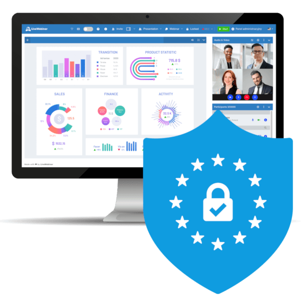 <span class="font-weight-light mb-0 text-left">A Videoconferencing Platform Dedicated</span><br><span class="mb-0 text-left">to the Medical and Pharmaceutical Industry</span>